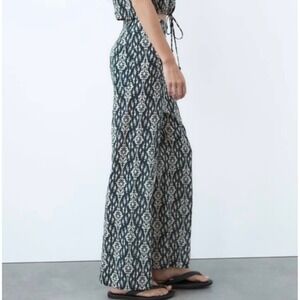 ZARA The Ava Pant M Wide Leg Geometric boho Flowy whimsi resort vacation beach